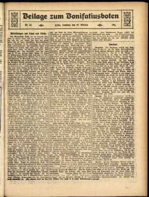 Zweite Ausgabe vom Sonntag, den 29. Oktober 1911.