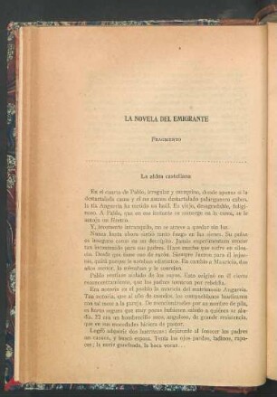 La novela del emigrante : Fragmento