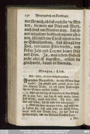 Morgen-Lied. Mel. Herr, ich habe mißgehandelt [et]c.
