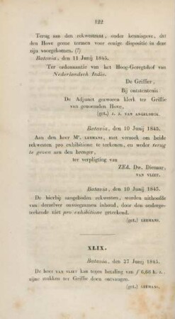 XLIX. Batavia, den 27 Junij 1845.