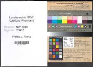 Entnazifizierung Franz Welslau , geb. 10.04.1887 (Beamter)