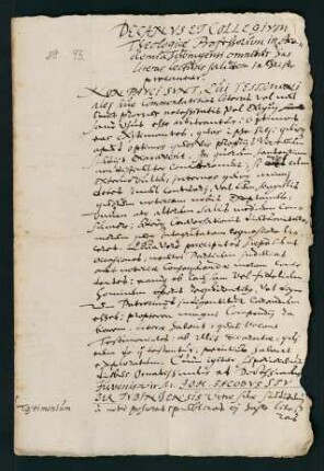 Testimonium theologicum et ordinatioris für den von Wolfgang Wilhelm, Pfalzgraf bei Rhein nach Düsseldorf berufenen Johann Jakob Stuber aus Tübingen.
