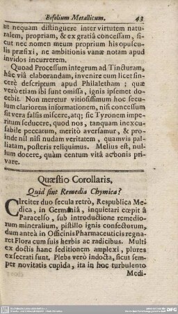 Quaestio Corollaris, Quid sint Remedia Chymica?