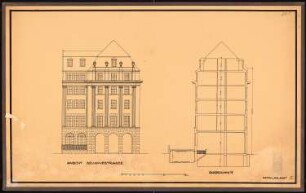 Geschäftshaus am Kemperplatz, Berlin-Tiergarten: Ansicht Bellevuestraße, Querschnitt