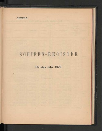 Schiffs-Register für das Jahr 1872.