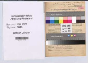 Entnazifizierung Johann Becker , geb. 11.04.1907 (Schlosser)