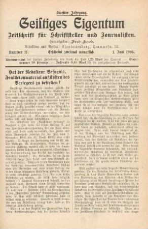 Nummer 17 (1. Juni 1906)