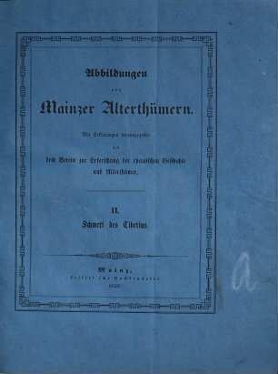 Abbildungen von Mainzer Alterthümern. 2, Schwert des Tiberius