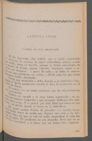 Capítulo LXVIII - Cambio de hijo, inesperado