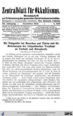 6. Heft (Dez. 1926)