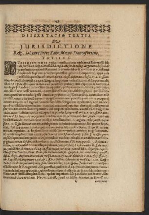 Dissertatio Tertia De Iurisdictione.