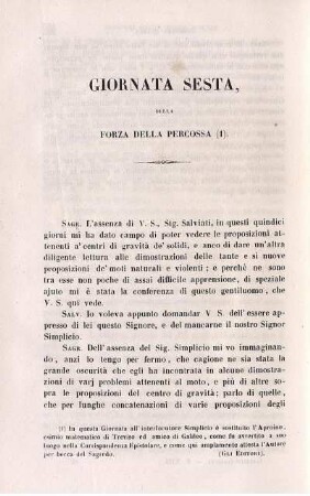 Giornata Sesta, Della Forza Della Percossa (1).