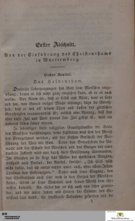 Erster Abschnitt. Von der Einführung des Christenthums in Württemberg