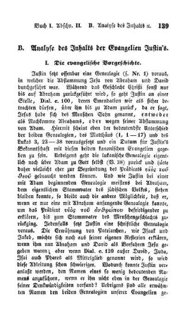 B. Analyse des Inhalts der Evangelien Justin's.