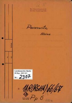 Personenheft Heinz Pannwitz (*28.07.1911), Kriminalrat und SS-Sturmbannführer