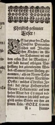 Christlich gesinnter Leser!