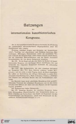 Satzungen der internationalen kunsthistorischen Kongresse