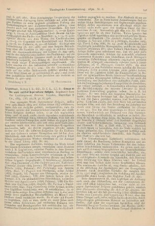 141-143 [Rezension] Lightfoot, J. B., Essays on the work entitled Supernatural Religion
