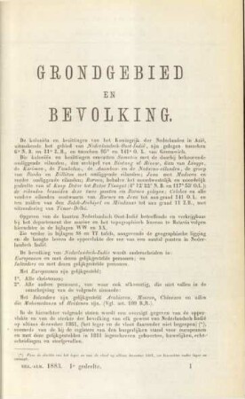 Grondgebiet, Bevolking en inrighting van het bestuur van Nederlandsch-Indie