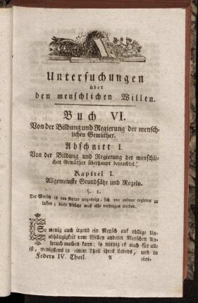 Buch VI. Von der Bildung und Regierung der menschlichen Gemüther.