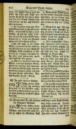 XI. Klag- und Trost-Lieder in Creutz und Anfechtung.