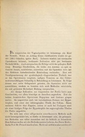 Über die Amputation der Vaginalportion, ihre Indicationen und Methoden