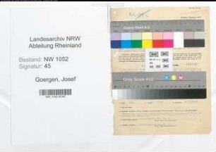 Entnazifizierung Josef Goergen , geb. 11.04.1889 (Mechaniker)