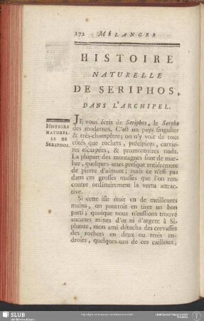Histoire Naturelle De Seriphos, Dans L'Archipel