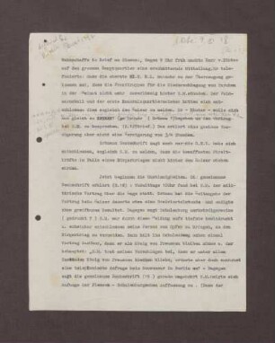 Brief von Arnold Wahnschaffe an Walter Simons über die Ereignisse am 09.11.1918