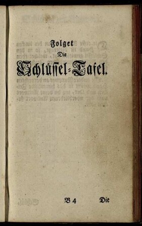 Folget Die Schlüssel-Tafel.