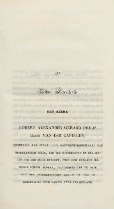 Aan Zijne Excellentie den Heere Godert Alexander Gerard Philip Baron van der Capellen