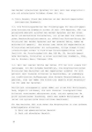 Stand der Arbeiten an der deutsch-japanischen kontrastiven Grammatik
