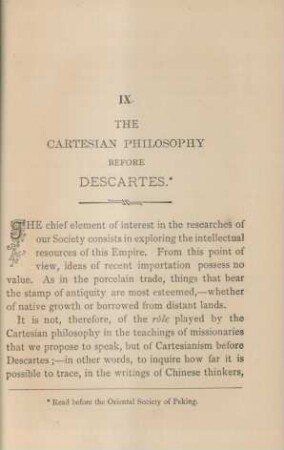 IX. The Cartesian philosophy before Descartes