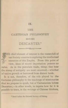 IX. The Cartesian philosophy before Descartes