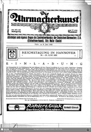 Reichstagung in Hannover, 24. - 28. Juni 1922