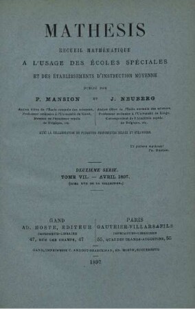 TOME VII. - AVRIL 1897.