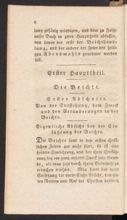 Erster Haupttheil. Die Beichte