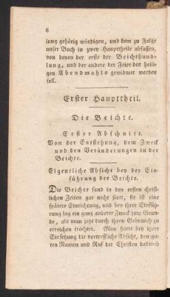Erster Haupttheil. Die Beichte