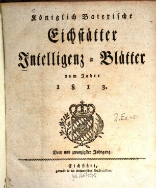 Königlich-Baierisches Intelligenzblatt für den Ober-Donaukreis. 23. 1813