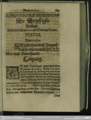 Die Dreyssigste Predigt: Gehalten Anno 1641. am Sontage Exaudi