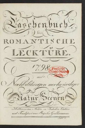 1798: Taschenbuch für Romantische Lecktüre