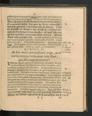 Quaestio VI. An haec omnis perversitatis origo, quod verbo externo tribuamus vim illam, quae soli competit interno?