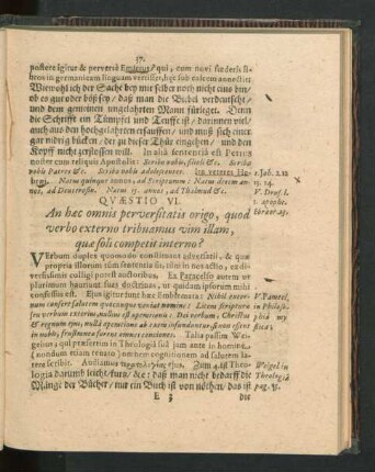 Quaestio VI. An haec omnis perversitatis origo, quod verbo externo tribuamus vim illam, quae soli competit interno?