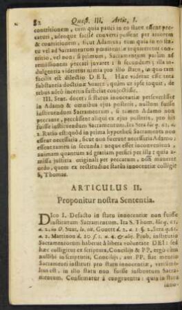 Articulus II. Proponitur nostra Sententia.