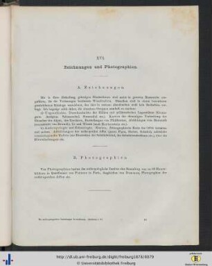 XVI. Zeichnungen und Photographien.