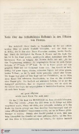 5: Notiz über das Selbstbildniss Holbein's in den Uffizien von Florenz
