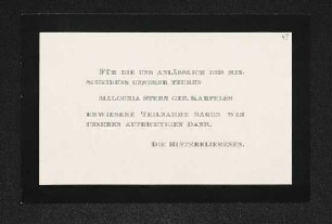 Brief von Stern  an Gerhart Hauptmann