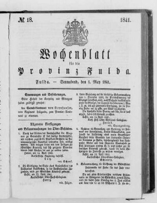 Nr. 18, Ausgabe vom 1. Mai 1841