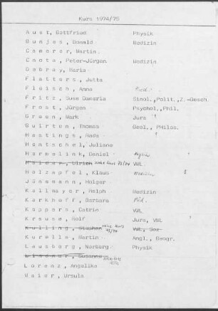 Kurs 1974/75