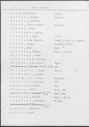 Kurs 1974/75